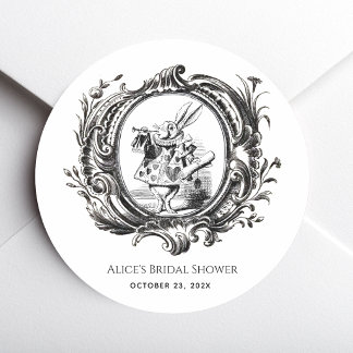 Alice im Wunderland Vintage-Hasen-Brautabschied Runder Aufkleber
