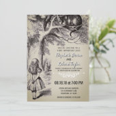 Alice im Wunderland-Vintage Hochzeits-Einladung Einladung (Stehend Vorderseite)