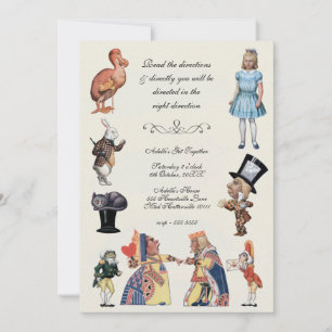 Alice im Wunderland Vintage-Papierscherenschnitte Einladung