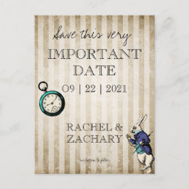 Alice im Wunderland Vintage Wedding Save the Date Postkarte