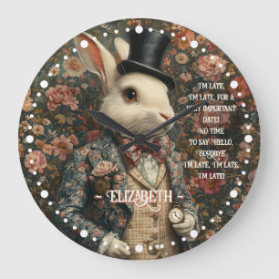 Alice im Wunderland Vintage Weißes Kaninchen Große Wanduhr