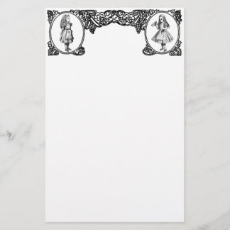 Alice im Wunderland-Vintager Rahmen Briefpapier