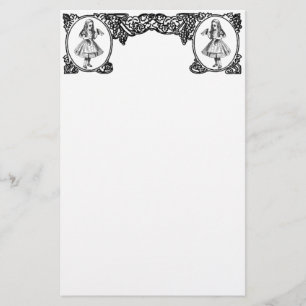 Alice im Wunderland-Vintager Rahmen Briefpapier