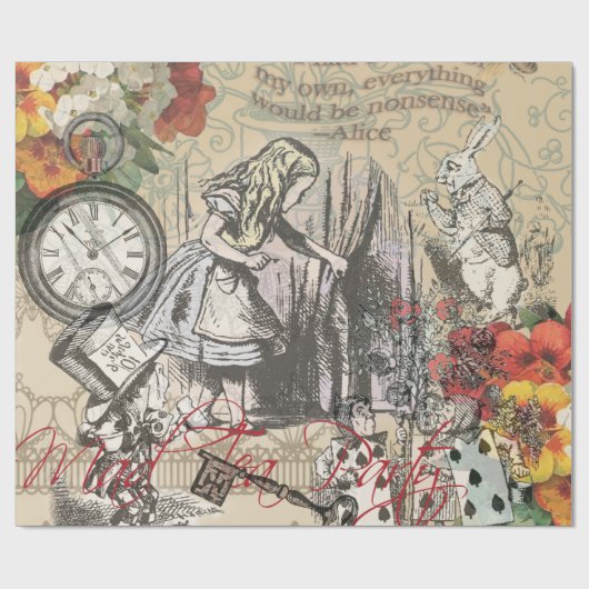 Alice im Wunderland Vorhang Classic Art Geschenkpapier (Flach)