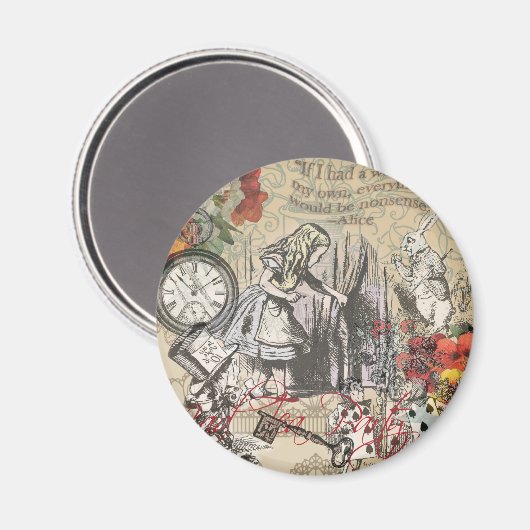 Alice im Wunderland Vorhang Classic Art Magnet (Vorderseite/Rückseite)