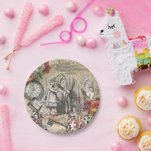 Alice im Wunderland Vorhang Classic Art Pappteller (Party)