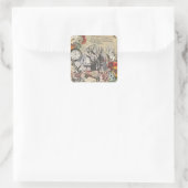 Alice im Wunderland Vorhang Classic Art Quadratischer Aufkleber (Tasche)