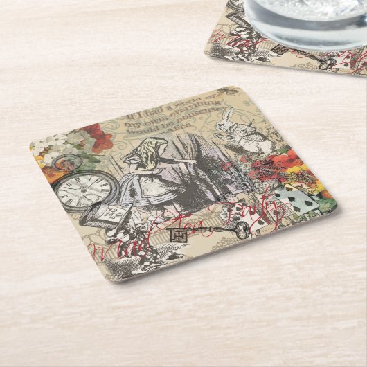 Alice im Wunderland Vorhang Classic Art Rechteckiger Pappuntersetzer (angewinkelt)