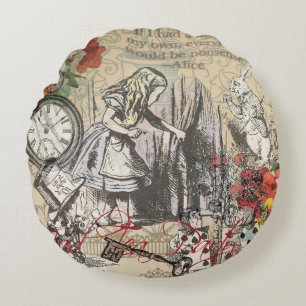 Alice im Wunderland Vorhang Classic Art Rundes Kissen