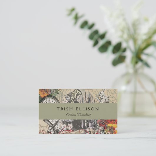 Alice im Wunderland Vorhang Classic Art Visitenkarte (Stehend Vorderseite)