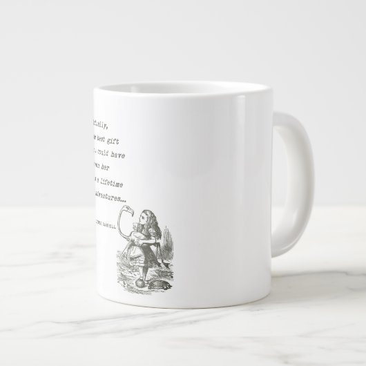 Alice im Wunderland W/Flamingo Adventure Quote Jumbo-Tasse (Vorderseite Rechts)