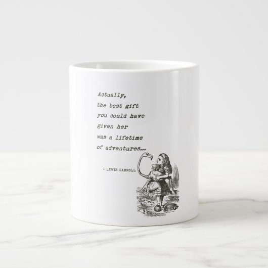 Alice im Wunderland W/Flamingo Adventure Quote Jumbo-Tasse (Vorderseite)