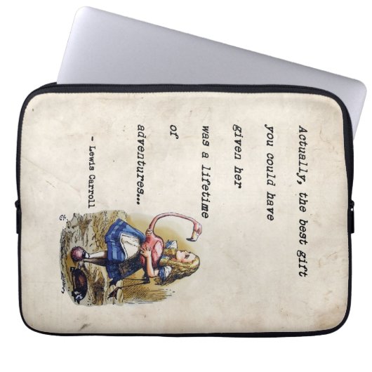 Alice im Wunderland W/Flamingo Adventure Quote Laptopschutzhülle (Vorderseite)
