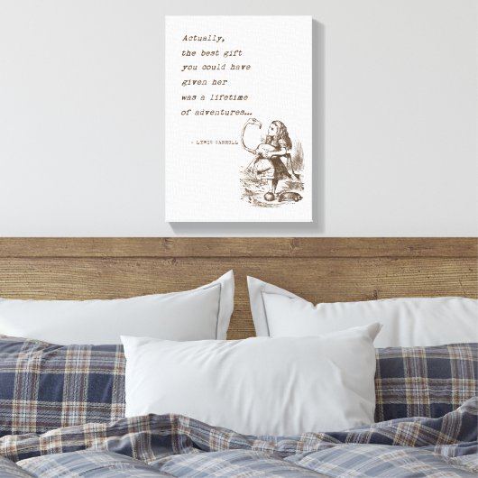 Alice im Wunderland W/Flamingo Adventure Quote Leinwanddruck (Insitu (Schlafzimmer))