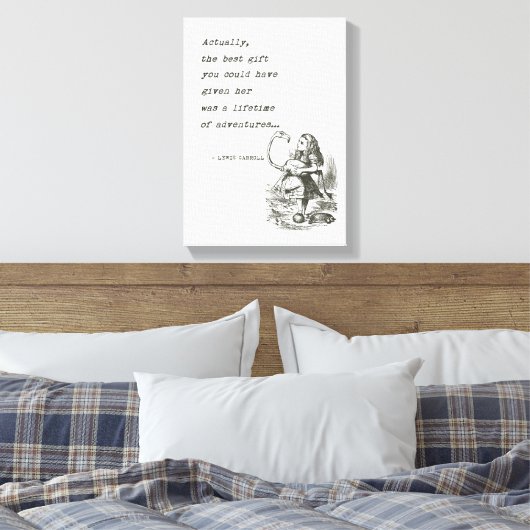 Alice im Wunderland W/Flamingo Adventure Quote Leinwanddruck (Insitu (Schlafzimmer))