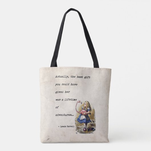 Alice im Wunderland W/Flamingo Adventure Quote Tasche (Rückseite)