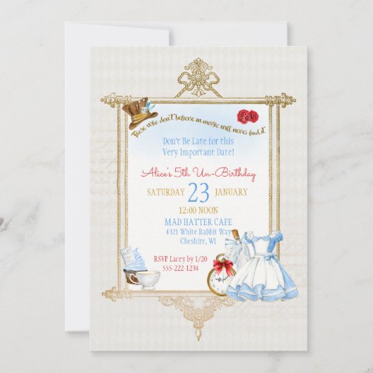 Alice im Wunderland Wasserfarbe Einladung (Vorderseite)