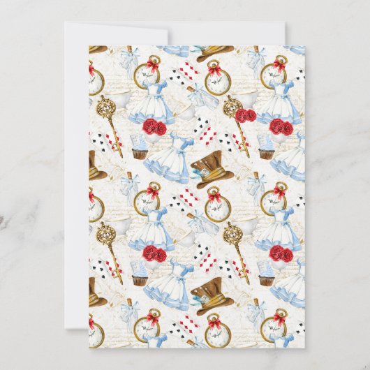 Alice im Wunderland Wasserfarbe Einladung (Rückseite)