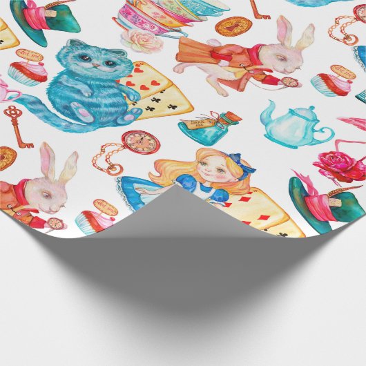 Alice im Wunderland Wasserfarbe Geschenkpapier (Ecke)