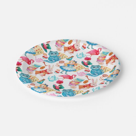 Alice im Wunderland Wasserfarbe Pappteller (Schrägansicht)