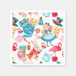 Alice im Wunderland Wasserfarbe Serviette