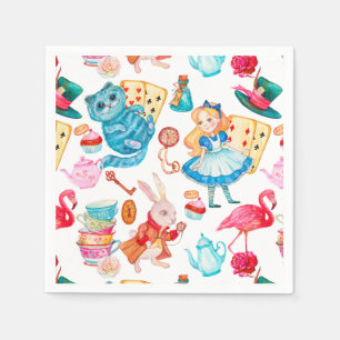 Alice im Wunderland Wasserfarbe Serviette