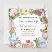 Alice im Wunderland Wasserfarbenes handgemaltes Ka Einladung (Vorderseite)