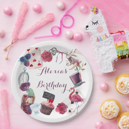 Alice im Wunderland Wasserfarbenes handgemaltes Ka Pappteller (Party)