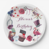 Alice im Wunderland Wasserfarbenes handgemaltes Ka Pappteller (Vorderseite)