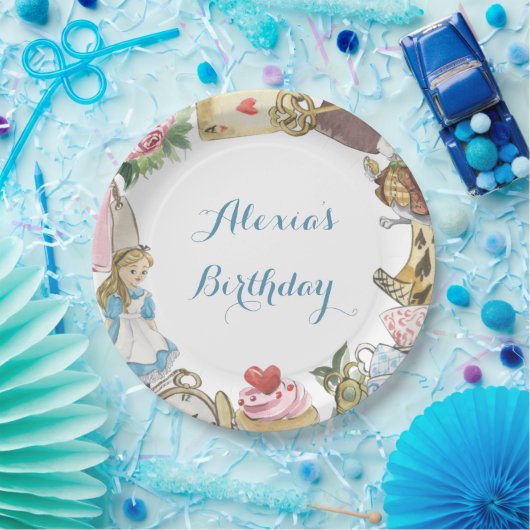 Alice im Wunderland Wasserfarbenes handgemaltes Ka Pappteller (Party)