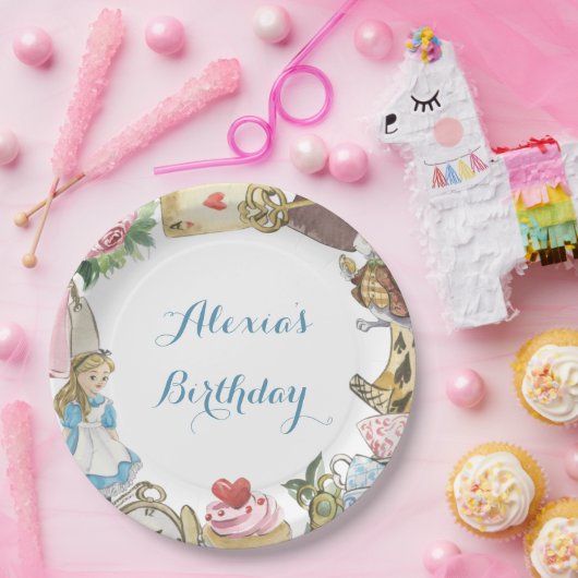 Alice im Wunderland Wasserfarbenes handgemaltes Ka Pappteller (Party)