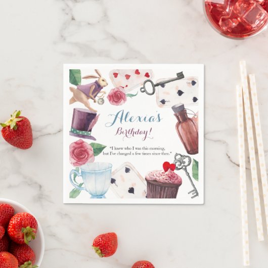 Alice im Wunderland Wasserfarbenes handgemaltes Ka Serviette (Beispiel)