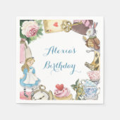 Alice im Wunderland Wasserfarbenes handgemaltes Ka Serviette (Vorderseite)