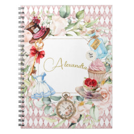 Alice im Wunderland Watercolor Floral Personal Notizblock