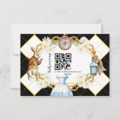 Alice im Wunderland Wedding qr Code RSVP Card (Vorderseite)