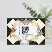 Alice im Wunderland Wedding qr Code RSVP Card (Stehend Vorderseite)