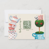 Alice im Wunderland Wedding qr Code RSVP Card Karte (Vorderseite)