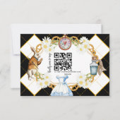 Alice im Wunderland Wedding qr Code RSVP Card Karte (Vorderseite)