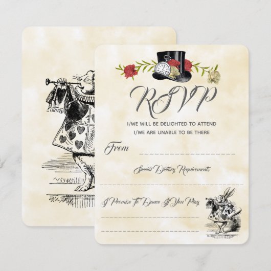 Alice im Wunderland Wedding RSVP (Vorne/Hinten)