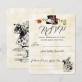Alice im Wunderland Wedding RSVP Karte (Vorne/Hinten)