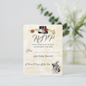 Alice im Wunderland Wedding RSVP Karte (Stehend Vorderseite)