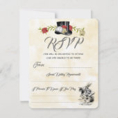 Alice im Wunderland Wedding RSVP Karte (Vorderseite)