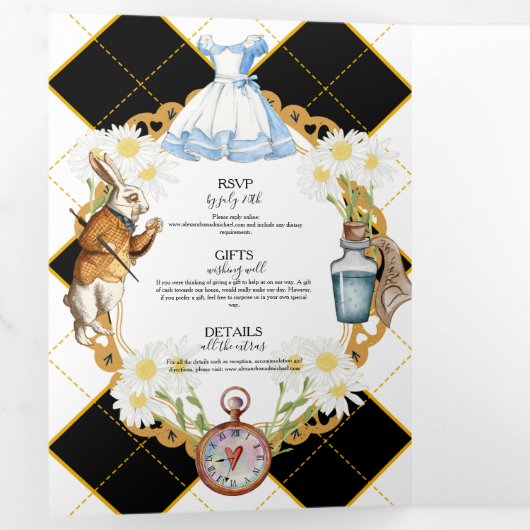 Alice im Wunderland Wedding Tri-Fold Einladung (Innen Erste Seite)