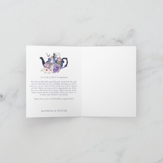 Alice im Wunderland Wedding Wonderland Vielen Dank Dankeskarte (Innenseite)