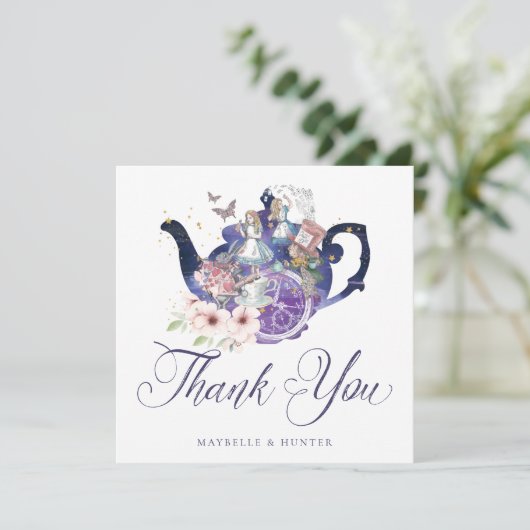 Alice im Wunderland Wedding Wonderland Vielen Dank Dankeskarte (Stehend Vorderseite)