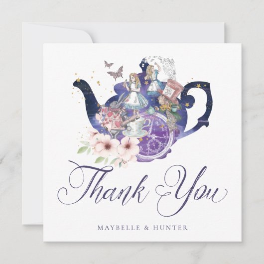 Alice im Wunderland Wedding Wonderland Vielen Dank Dankeskarte (Vorderseite)