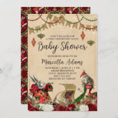 Alice im Wunderland Weihnachtsdusche Einladung (Vorne/Hinten)