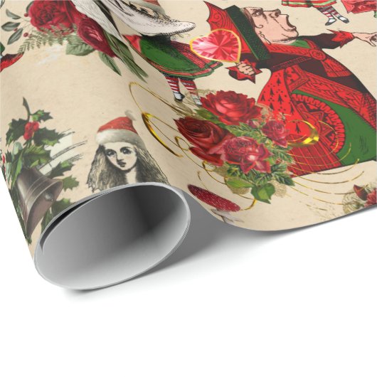 Alice im Wunderland Weihnachtswrapping Paper Geschenkpapier (Rolleneckpunkt)