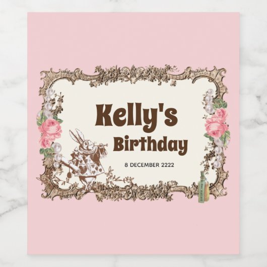 Alice im Wunderland Weinetikett (Einzelnes Label)