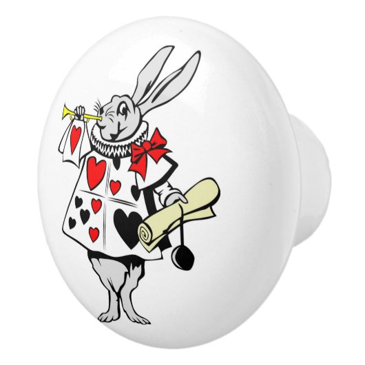 Alice im Wunderland-Weiß-Kaninchen Keramikknauf (Rechts)